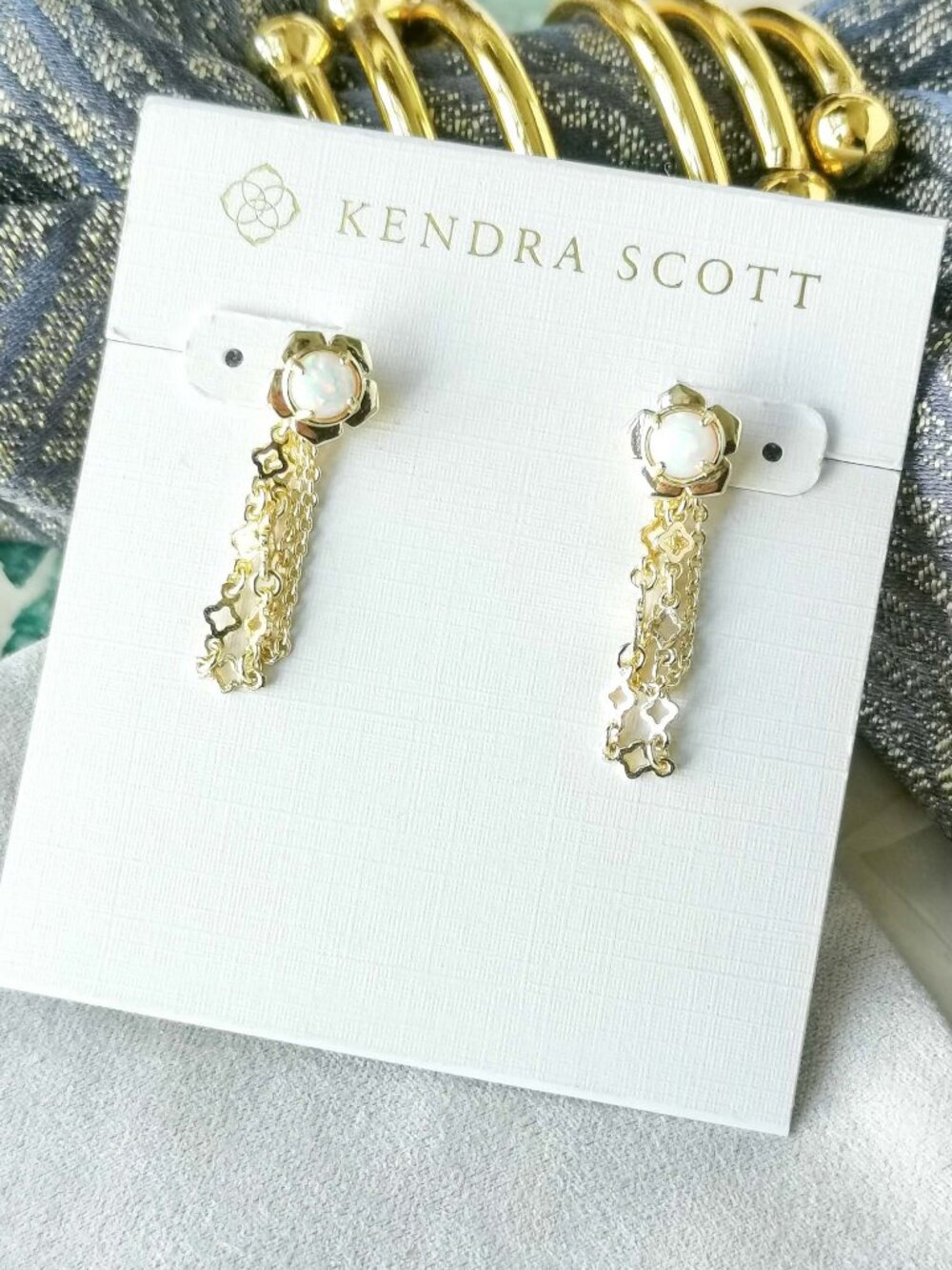 Kendra Scott Susie White Opal Convertible Ear Jacket Earrings